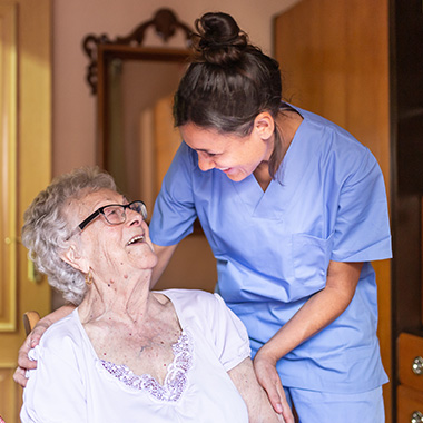 A clinician visiting a patient at home