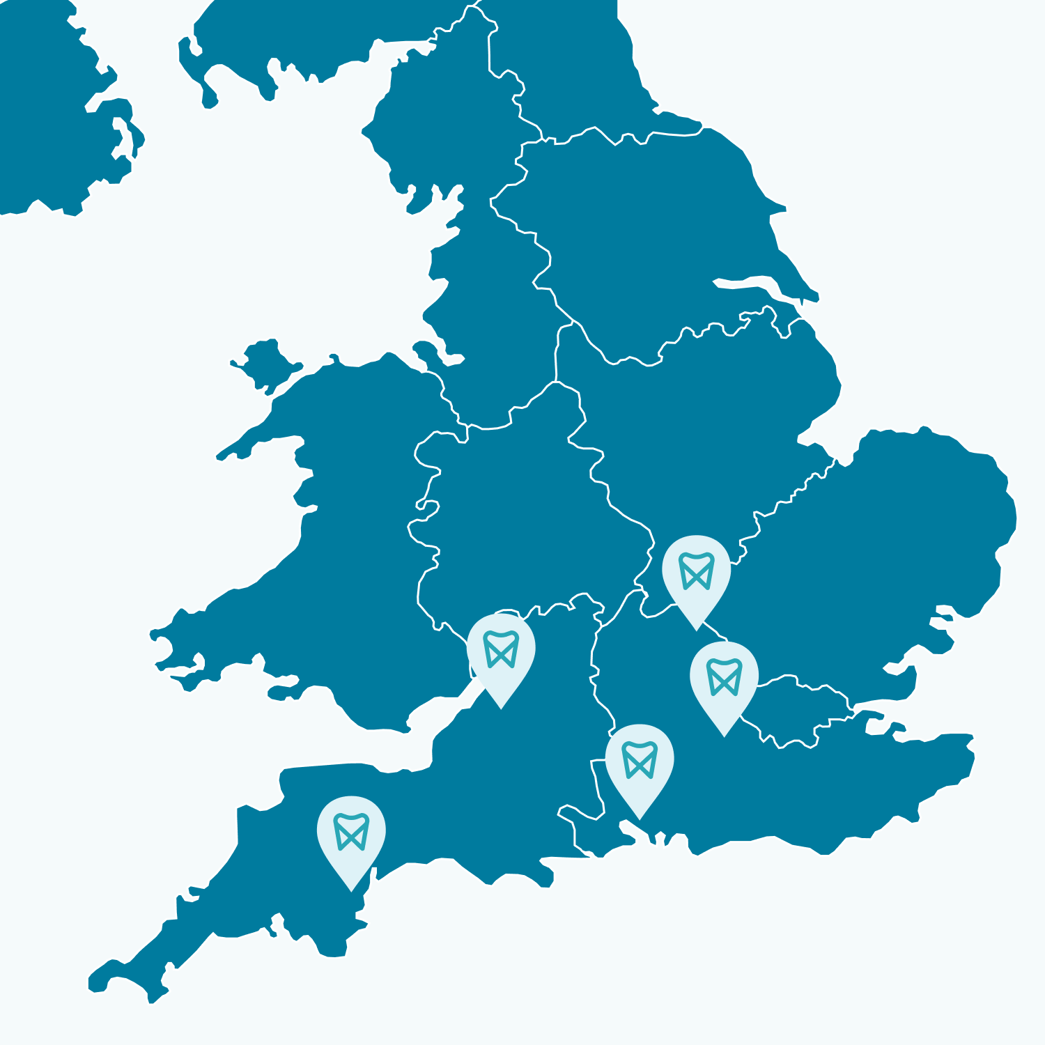 Map of the UK areas we cover, including Bristol